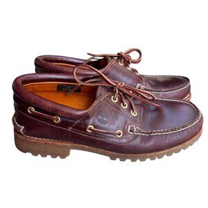 Timberland 3 Eye Classic Lug Oxblood Burgundy Boat Shoes 50009 Mens Size 9.5 M
